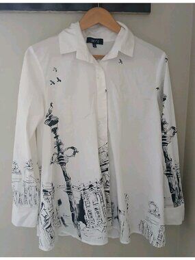 Comfy USA Zipper Back Poplin Blouse